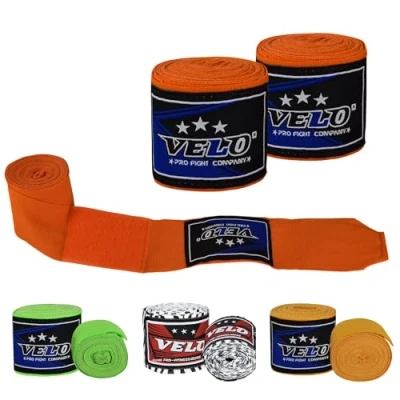 Image of VELO Boxing Hand Wraps Muay Thai Inner Gloves Bandages Fist Pair Wrist Protector (Orange)