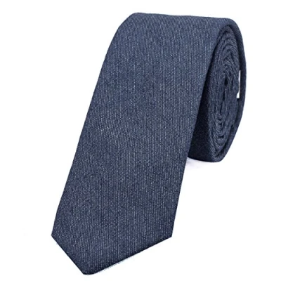 Image of DonDon Narrow Men&#039;s Tie 2.36 inch 6 cm Denim Look Cotton blue