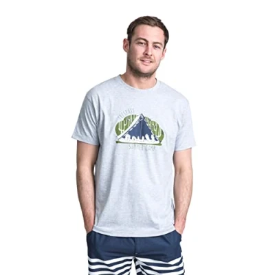 Image of Trespass Camp, Grey Marl, S, T Shirt with Chest Print for Men, Small,