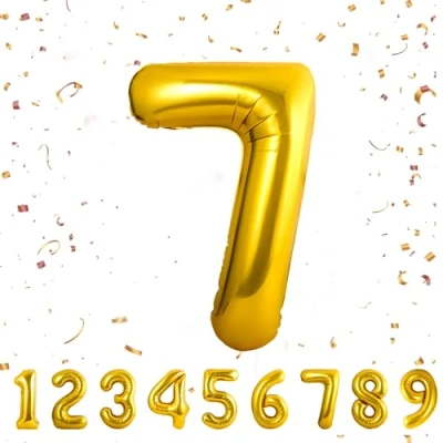 Image of Number 7 Balloons 7,Gold Balloon 40 Inch Giant Helium Foil for Boys Girls Party Decor Birthday Anniversary Graduation Decorations Supplies