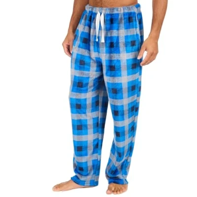 Image of undercover lingerie Mens Fleece Lounge Pants 31B1967 Royal Blue Check XL