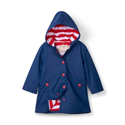Image of Hatley Girls Splash Rain Jacket, Blue (Navy/Red), 10 Years