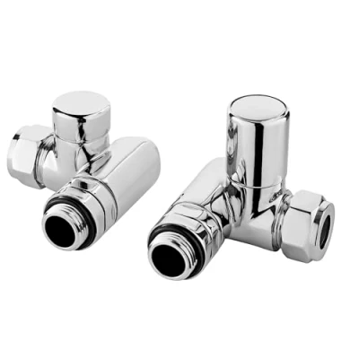 Image of Corner Minimalist Dual Fuel Round Radiator Valves, Sold in Pairs Chrome