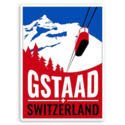 Image of 2 x 10cm Gstaad Switzerland Vinyl Stickers Mountain Luggage Sticker #30829 (10cm Tall)