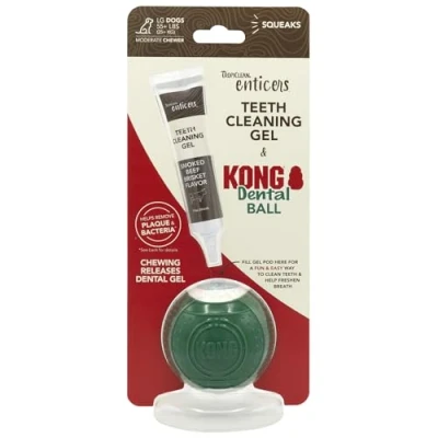 Image of Tropiclean Enticers Dental Ball Kit for Large Dogs Smoked Beef Brisket Flavour