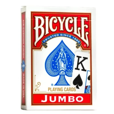 Image of Bicycle Jumbo index Playing Cards, 1 Deck, Red or Blue (Colour Will Vary), Air Cushion Finish, Professional, Superb Handling &amp; Durability
