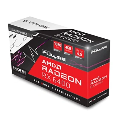 Image of Sapphire PULSE RX6400, 4GB DDR6, PCIe4, HDMI, DP, 2321MHz Clock, Low Profile (Bracket Included)