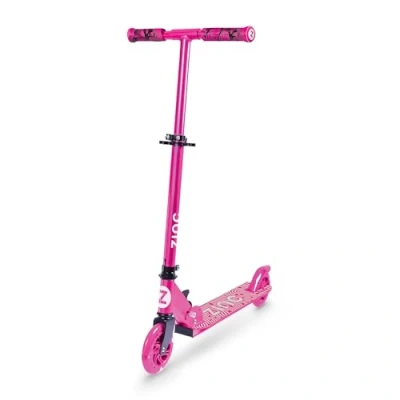Image of Zinc Identity Two Wheeled Folding Light up Scooter Pink, LED Wheels, Folding, Fold Down Handles, Non Slip Deck, Height Adjustable, For Ages 3+, Great Gift Idea