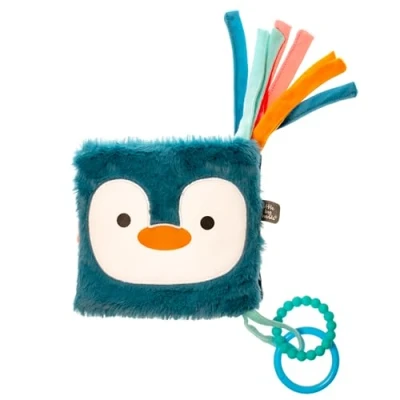 Image of Little Big Friends Soft Activity Book 2 in 1 Multipurpose Developmental Toy Easily Attaches to Crib Teething Ring Ocean