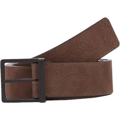 Image of Calvin Klein Sleek Square Belt, Men&#039;s, Size: 38, Dark brown nubuck