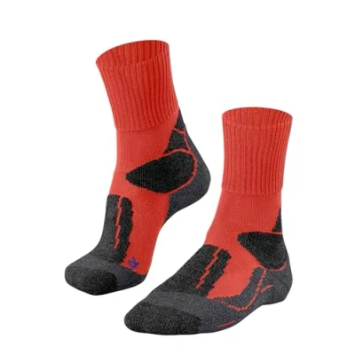 Image of FALKE Men&#039;s TK1 Adventure Cool M SO Lyocell Functional Yarn Thick Anti Blister 1 Pair Hiking Socks, Orange (Electric 8192), 5.5 7.5