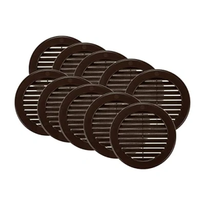 Image of Vent Systems ø100 mm / 4&#039;&#039; Inch Brown Soffit Cover Pack of 10 Round Air Louver Grille Built in Insect Screen HVAC Vents for Bathroom, Home Office, Kitchen
