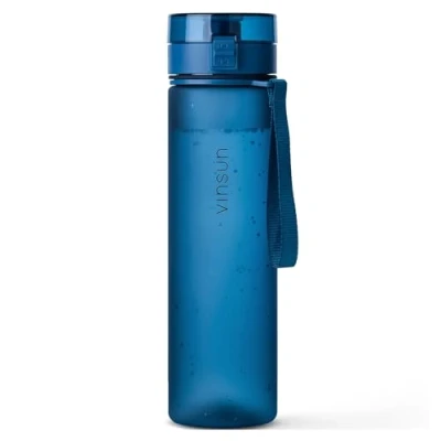 Image of VINSUN Water Bottle 1L Dark blue BPA free, Leak proof, Carbonic acid suitable, Tritan, One Hand Operation Drinking for Sports, Gym, Travel, University, Cycling