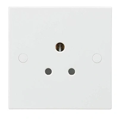 Image of Knightsbridge White Square edge Plastic 5A Unswitched Round Pin Socket