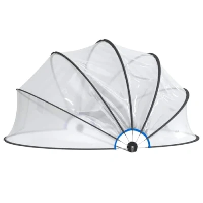 Image of vidaXL Pool Dome Round, Transparent 406x203 cm PVC Lightweight and Firm Structure Easy to Operate Install Ground Nail Anchors Included Suitable for Pools up 366 Diameter