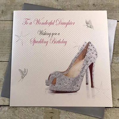 Image of white cotton cards XPD25 Large &quot;to a Wonderful Daughter Wishing You Sparkling Birthday&quot; Handmade Card