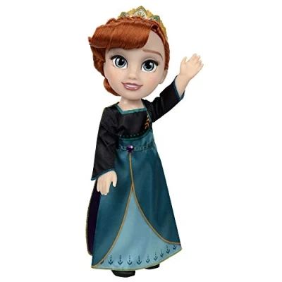 Image of Disney Frozen 2 Anna Doll 14 / 35cm Tall Articulated Dressed in Iconic Fashion Dress with the Crest of Arendelle Tiara For Extra Play, Girls Aged 3+