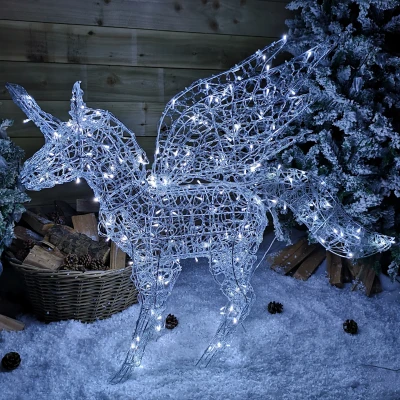 Image of 1m 200 LED Indoor Outdoor Pegasus Christmas Decoration in Cool White