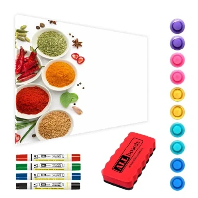 Image of Magnetic Boards MetalBoard Spices Pepper Salt Paprika 60x40cm a Metal Poster with an Imprint for All Types of Magnets, Wall Mounted Durable 3D Printed + Set Accessories Included