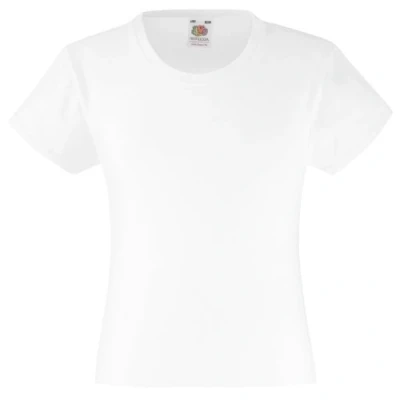 Image of Fruit of the Loom Girl&#039;s Valueweight T Shirt, White, 12 13 Years UK