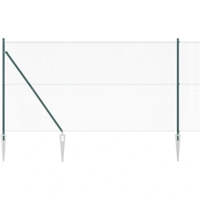 Image of vidaXL Welded Wire Fence with 7 Spike Posts Green 1.4x10 m Steel