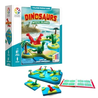Image of smart games Dinosaurs Mystic Islands, Puzzle Game with 80 Challenges, 6+ Years, 24 x 6 cm (LxWxH)