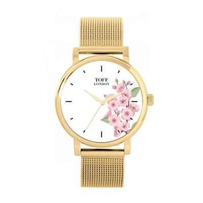 Image of Toff London Ladies Pink Cherry Blossom Flower Watch