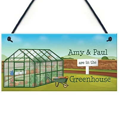Image of RED OCEAN Personalised In The Greenhouse Sign Garden Summerhouse Plaque Mum Nan Gift