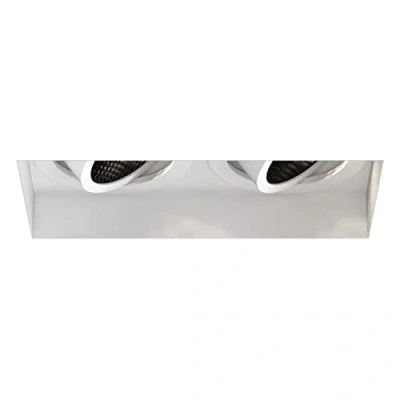 Image of Trimless Square Twin Adjustable 2 Light Downlight Matt White, GU10