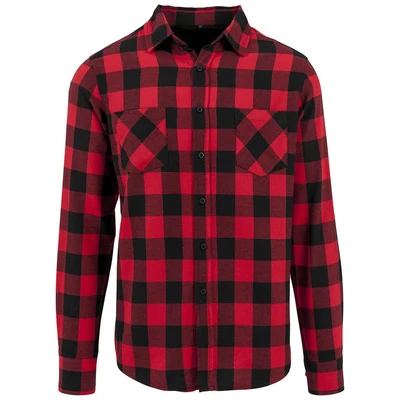 Image of Build Your Brand Men&#039;s Checked Flanell Shirt T, Black/red, XXL