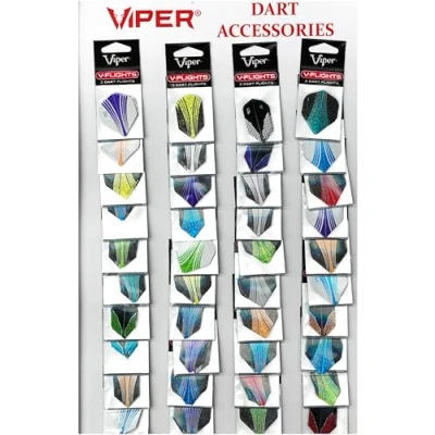 Image of Viper Assorted 2D Glitter Dart Flights on Display Card: 40 Sets of Mixed (Standard and Slim) Flights, 120 Pieces