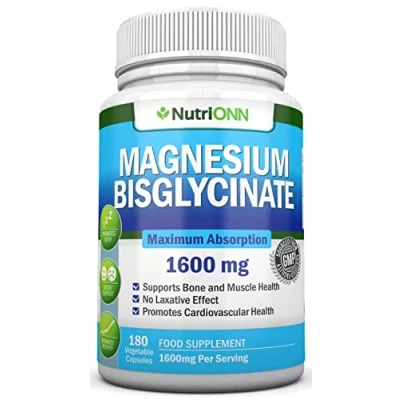 Image of Magnesium Bisglycinate 1600 mg 180 Vegan Capsules Maximum Absorption Chelate Supplement High Bioavailability Pills Great for Sleep, Anxiety, Heart Health, Muscle Cramps and Bones