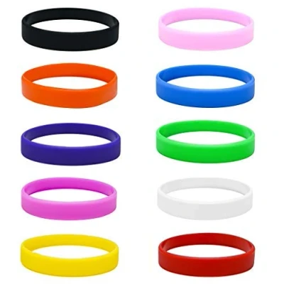 Image of Silicone Wristbands Pack Of 10 Youth Sizes Choice Colours (Multicoloured)