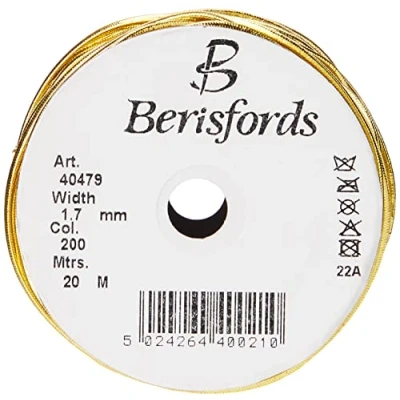 Image of Berisfords 1.7MM Round Metallic Elastic, Polyester, Gold, 6 x 4.4 cm