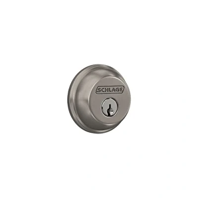 Image of SCHLAGE B60N619 Deadbolt with Standard Trim Keyed 1 Side, Highest Residential Security, Satin Nickel, Regular