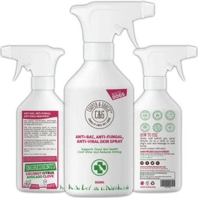 Image of Antibacterial Anti Fungal Itchy Dog Spray for Skin Relief 500ml Fast Absorbing Antiseptic Skin, Soothing Itch by Cooper and Gracie