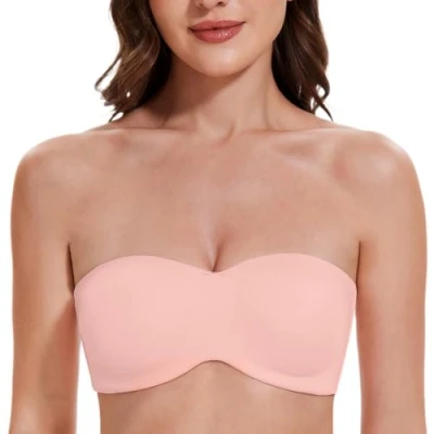Image of MELENECA Women&#039;s Strapless Minimizer Multiway for Large Bust Unlined Seemless Underwire Bandeau Bra Blush 38DD
