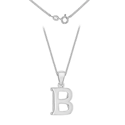 Image of Tuscany Silver Women&#039;s Sterling Initial B Pendant on Curb Chain of Length 46 cm/18 Inch