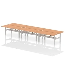 Image of Air B2B 1800x800mm Height Adjustable 6P Bench Desk CP Oak/Silver