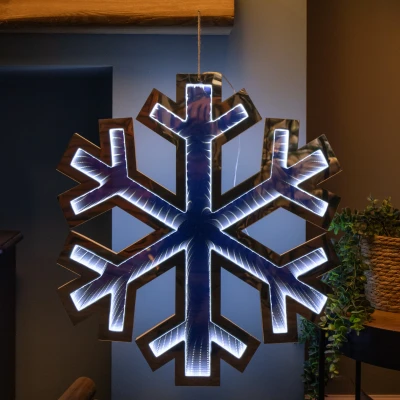 Image of Samuel ALEXANDER 60cm LED Infinity Christmas Light Hanging Snowflake Decoration in Bright White