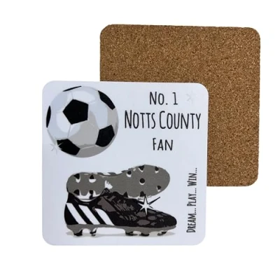 Image of Notts County Magpies FC Football Club Fan COASTER DRINK MAT by WHITE COTTON CARDS (C FN118)