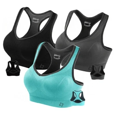 Image of &quot;FITTIN Racerback Sports Bra for Women Padded Seamless Activewear Bras Yoga Gym Workout Fitness 3 Packs