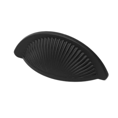 Image of Decoranddecor Arro Half Moon Shaker Cup Handles Cabinet Pulls Zinc 64mm Hole Centre (Matt Black)