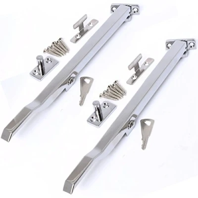Image of Pack of 2 10&quot; Satin Chrome Locking Casement Window Stay Fastener