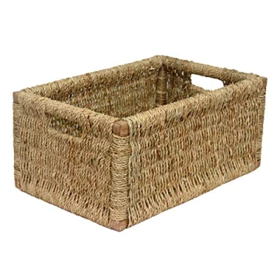 Image of Red Hamper Seagrass Storage Basket, Wicker, Brown, 34 x 48 23 cm