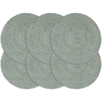 Image of vidaXL Placemats 6 pcs Plain Olive Green 38 cm Round Jute