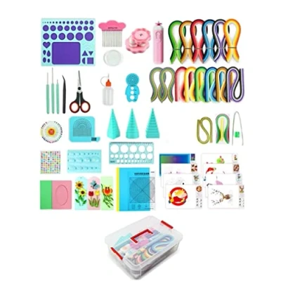 Image of YURROAD Quilling Paper Kits 3mm/5mm/10mm 1740pcs Strips Tool with Storage Box Electric Slotted Pen Needle Curler Crimper Comb Board Template Border Buddy Tower