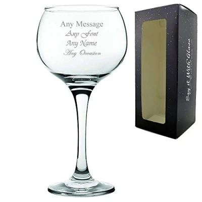 Image of Personalised Engraved 19.75oz Ambassador Gin Balloon Glass with Gift Box, Personalise Any Message for Occasion