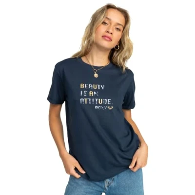 Image of Roxy Womens Sparkle Evening Attitude (Bsp0) T Shirt, Mood Indigo, S UK