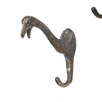 Image of Fyne Finds Animal Shaped Dinosaur Metal Vintage Hook Leads Coat Keys Hat Wall Mounted Hanger (Dlplodocus Pewter)